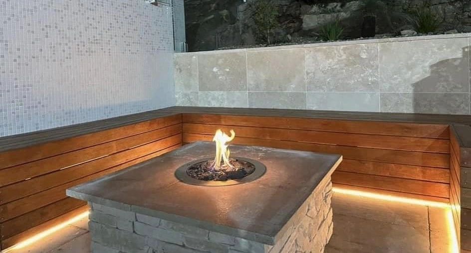 Modern fire pit installation