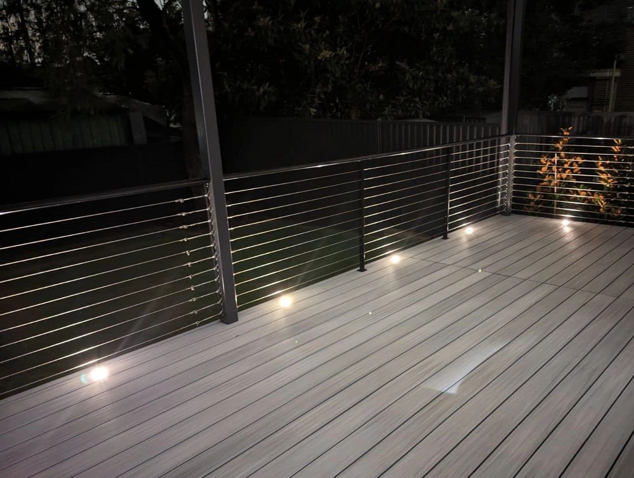 Elevated deck with LED lighting